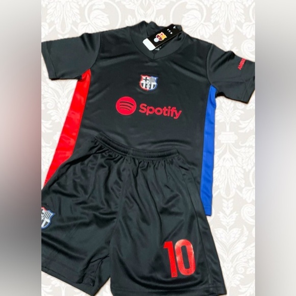 Messi Soccer Jersey Black Youth Medium Size 26 New Barcelona Soccer Jersey Kit - Picture 5 of 5